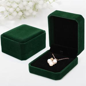 Sureio 24 Pcs Velvet Jewelry Gift Boxes Bulk for Necklace Pendant Ring Earring Bracelet Display Case Wedding (Dark Green)