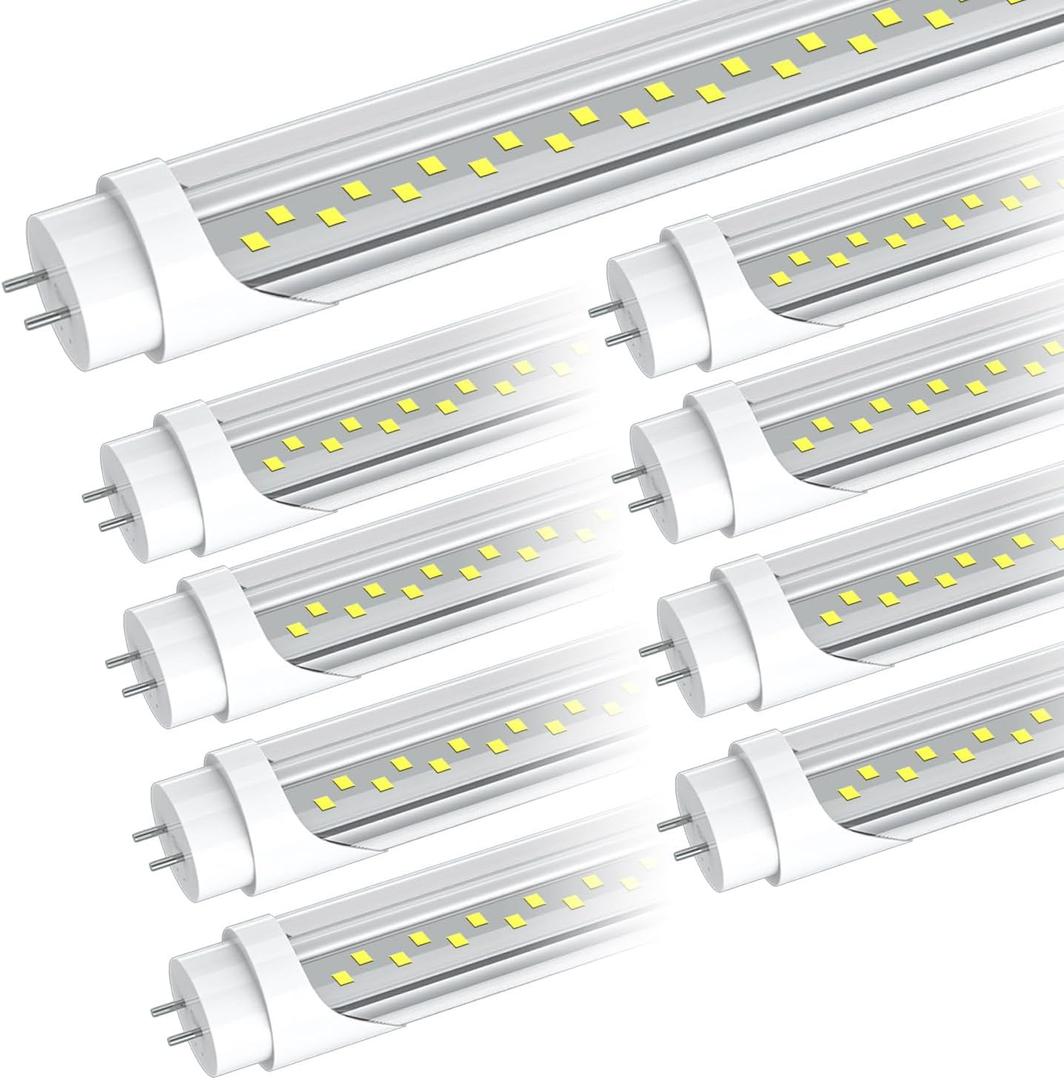 T8 T12 LED Tube Light Bulbs 4 Foot, Plug & Play or Ballast Bypass, 24W 3120LM 6000K Daylight, T8/T12 LED Fluorescent Light Replacement 4FT, Type A+B T8 Lights Tube 48 inch, Dual-Ended(8Pack)