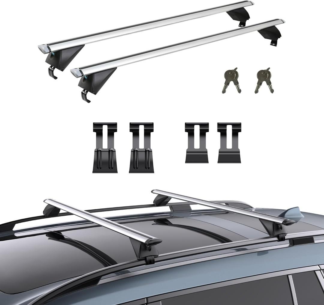 TANX Universal Roof Rack Cross Bars, 52" Aluminum Roof Rails with 200lbs Load Capacity, Fits Raised & Flush Mount Cross Bars