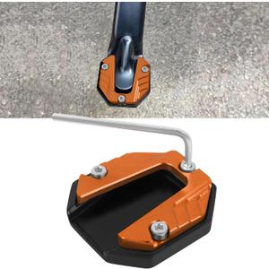 Universal Motorcycle Kickstand Foot Side Stand Extension Pad Replacement for Most Honda Yamaha Kawasaki Suzuki Harley Models Aluminium Kickstand Extension Plate Anti-skid Enlarged Base (Orange)