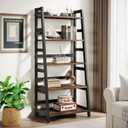 Tribesigns 5-Tier Bookshelf Industrial Bookcase, 5 Shelf Ladder Shelf Book Storage Shelf Organizer for Living Room, Home Office, 23.6D x 15.7W x 56.5H in
