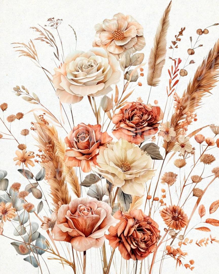 ZUKIY Wild Garden Botanical Wall Art - 8x10 Unframed Vintage Wildflower Poster - Floral Print for Boho Wall Decor - Botanical Artwork for Bedroom, Office, or Cottagecore-Inspired Spaces