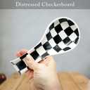 Checkered Spoon Rest for Kitchen Counter - Cooking Spoon Holder for Stove Top - Large Utensil Spatula Spoon Rest - Cute Kitchen Gadgets Gift for Housewarmings - Distressed Checkerboard Black and White