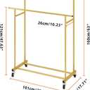Calmootey Double Rod Clothing Garment Rack,Rolling Hanging Clothes Rack,Portable Clothes Organizer for Bedroom,Living Room,Clothing Store,Gold
