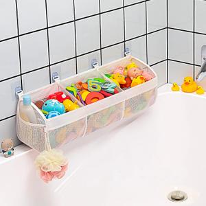 Austion Original 3 Compartment Horizontal Large Openings Bath Toy Organizer for Tub, Capacity Upgrade Bath Toy Storage and Holder, Bathtub Toy Holder for Easy Access and Sorting of Toys.
