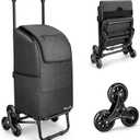 KEDSUM 2 in 1 Stair Climbing Cart, 60L/300LBS Grocery Cart on Wheels for Stairs, Shopping Carts for Groceries with Removable Waterproof Bag, Folding Shopping Carts for Stairs, Black