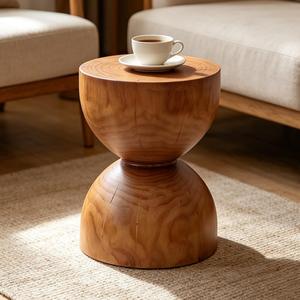 Solid Wood Pier, Homestay Tree Stump Stool, Living Room Sofa Side Table，Bedside Table, for Homestay, Hotel Decoration Ornaments(B), 12.6 x 12.6 x 17.7 inches