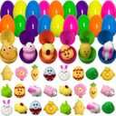 Pinkiwine 24 Pack Plastic Prefilled Easter Eggs with Easter Mochi Squishy Toys Inside for Kids Boys Girls Toddlers Easter Basket Stuffers Gifts Fillers