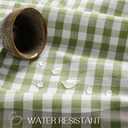 Romanstile Gingham Ruffled Tablecloth Rectangle - Waterproof Linen Cotton Checkered Table Cloth, Outdoor Plaid Table Cover for Picnic, Camping, Party - 60 x 120 Inch, Sage