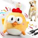 GUKCO Interactive Dog Toys, Squeaky Moving Ball Toy with Jumping & Music Modes, Rechargeable Plush Chew Toys for Small/Medium/Large Dogs to Keep Puppy Busy Pet Toys (Chick)