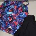 Yonique 2 Piece Swimsuit for Women Blouson Tankini Top with Shorts Tummy Control Bathing Suit (L)