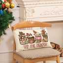 2 x JarThenaAMCS Christmas Pillow Cover Rectangle Gingerbread 12 x 20 Inch Xmas Coffee Throw Pillow Case Tis The Season Cushion Cover for Home Office