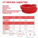 5FT Power Twist V Belt 1/2-Inch x 5 Feet A Type, Adjustable Link Drive V-Belt Perfect for Wood Lathes, Table Saws, Bandsaws,Benchtop Drill Press and Agricultural Machinery Repairs