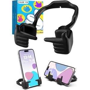 2 x Valentines Day Gifts for Teens Boy Girls Kids Cell Phone Stand: Patented Adjustable Shy Fingers Lazy Phone Holder for Desk Cool Gadgets Fun Gifts Valentines Gifts for Women Men Kids Him Her Son (1, black)