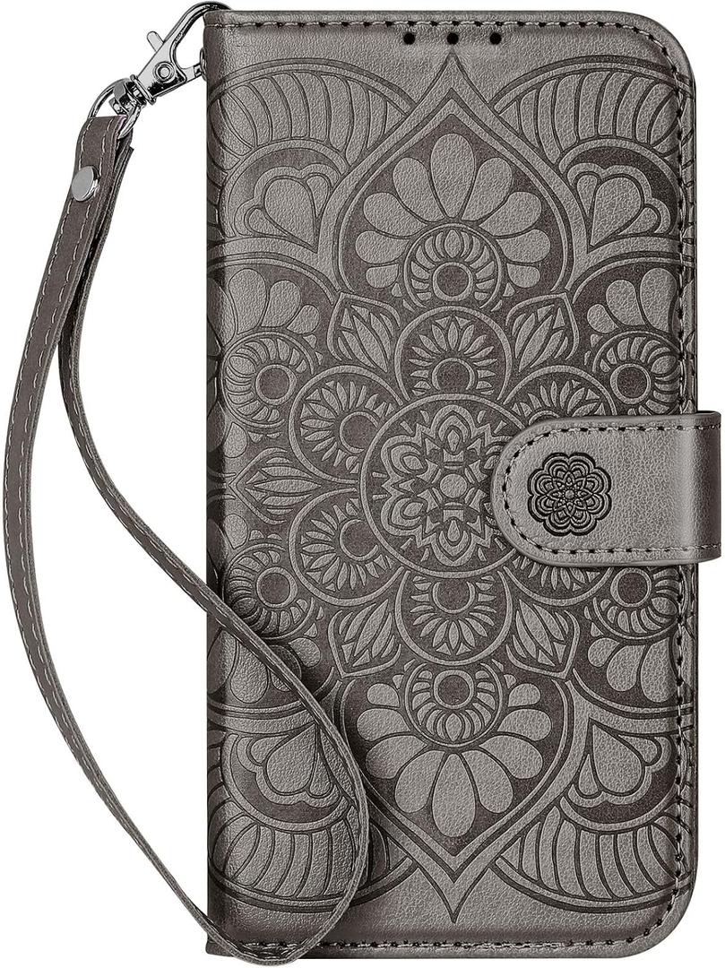 Wallet Case for iPhone 15 Pro,[RFID Blocking] 3 Card Holder with Credit Card Slot Magnetic Protective Leather Flip Cover for iPhone 15 Pro (Dark Gray)