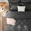 CozyLux Queen Comforter Set Dark Grey - Bed in a Bag Queen Size 7 Pieces, Luxury Soft Bed Set for All Seasons, Bedding Set with Comforter, Sheets, Pillowcases & Shams, Dark Gray, Queen