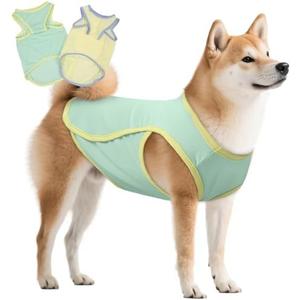 LeleTail 2 Pack Dog Shirts for Large Dogs, Pet Cooling Vest Sun Shirt, Soft Breathable Sun Protection Puppy T-Shirts, Lightweight Summer Clothes, Sleeveless Tank Top Outfit for Dogs, Yellow&Green, 3XL