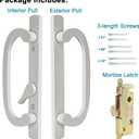 ACEPLANET Offset Position Non-Keyed Sliding Patio Door Handleset with Mortise Lock, 45 Keyway, 3-15/16" H.C., Fits 1-3/8" to 2-1/4" Thick Doors, No-Handed, White Diecast