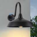 Outdoor Barn Lights with Dusk to Dawn Sensor for Porch, 16in Exterior Light Fixture with Wall Mount, Black Industrial Outdoor Wall Sconces Outside for Barn, Garage, Patio, 1 Pack