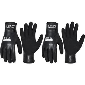 AIGEVTURE Waterproof Winter Work Gloves Men,Cold Weather Insulated Work Gloves Thermal Liner Superior Grip Latex Coating Warm for Outdoor Small (Black, S)