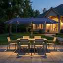 Kingdura 15ft Large Patio Umbrella with Solar Lights, Double-Sided Rectangle Lighted Outdoor Table Umbrella with Base Included, 12 Reinforced Ribs, 48 Led Lights, Crank Lift for Market Pool Deck Backyard, Navy blue