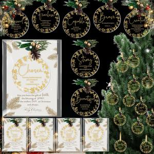 Kasyat 60 Sets Christian Christmas Ornaments Religious Ornament Bulk Gifts Bible Words Verse Inspirational Acrylic Christmas Tree Hanging Ornament with Cards for Women Church Decor (Bible Words)