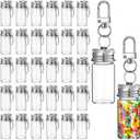 Weysat 36 Pcs 10ml Small Glass Bottle Keychain Bulk Mini Seasoning Bottles Keychain with Aluminum Lid Tiny Glass Wishing Jars Message Potion Bottles for DIY Wedding Favors Home Crafts Travel Gifts