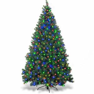 7.5 ft. Pre-Lit Dense Artificial Christmas Tree Hinged with 550 Multi-Color Lights and Stand