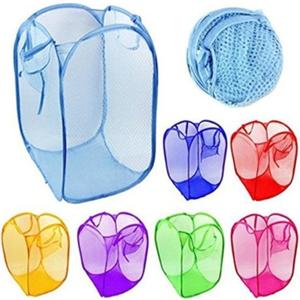 6Pcs Foldable Pop Up Mesh Washing Laundry Basket Bag Bin Hamper Toy Tidy Storage (11.81"L x 11.81"W x 18.11"H)