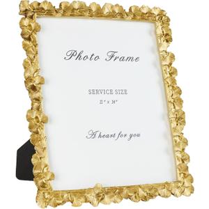 Cuspin 11x14 Picture Frame Vintage Gold Frames, Ornate Leaf Textured Hand-Crafted Resin with Glass Front, Gold Picture Frames for Tabletop Display, Retro Design Home Decor