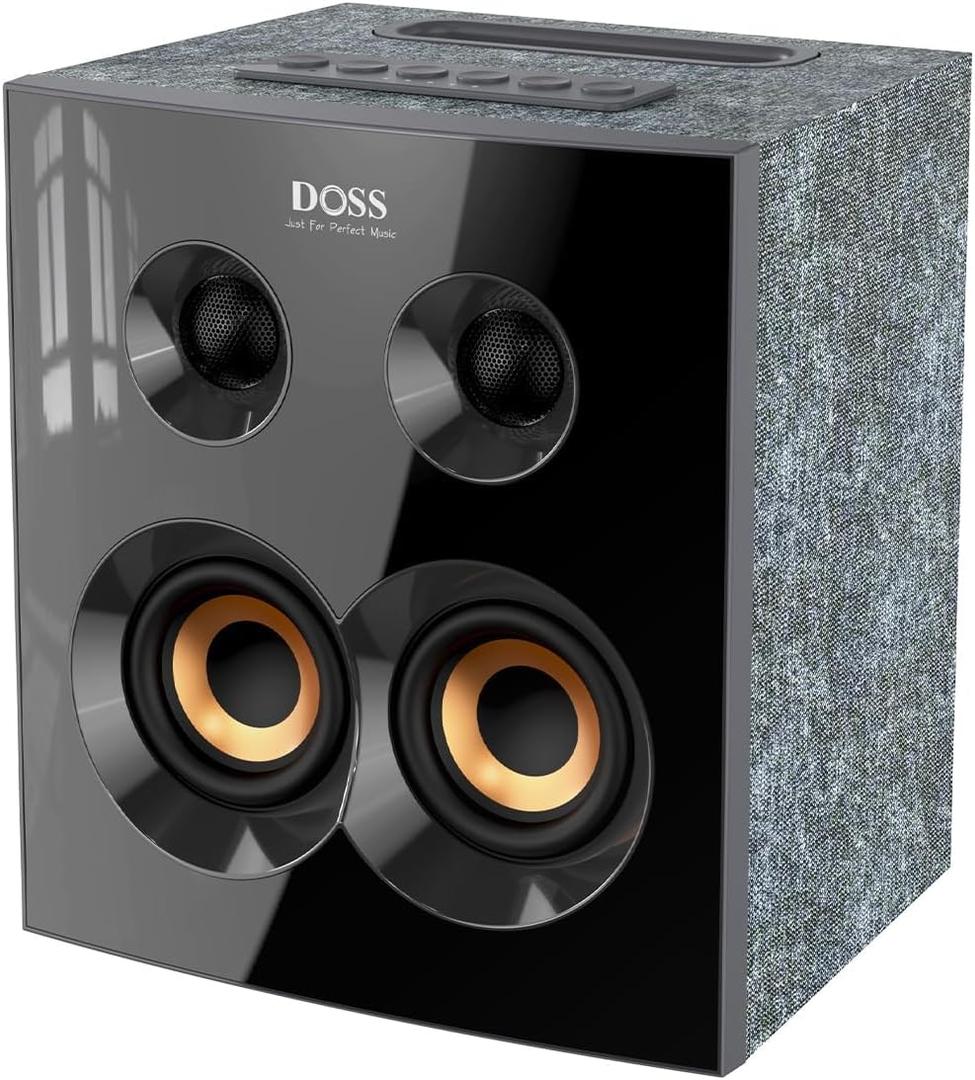 DOSS SoundBox H300 Bookshelf Bluetooth Speaker, 90W Stereo Sound with Extra Bass, Three DSP Technologies, 20H Playtime, BT 5.3, Wireless for Home, Livingroom, Office