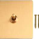 Light Luxury Style Brass Toggle Retro Switch Panel, 86 Type Power Wall Socket, Wall Light Brass Lever Toggle Switch, Toggle Light Rocker Switch(1 Gang)