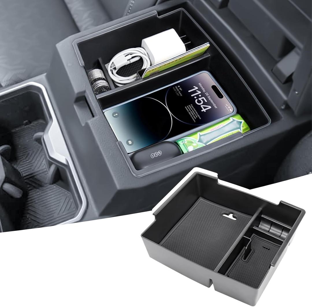 Center Console Organizer Compatible with 2024 2025 Toyota Tacoma Console Armrest Storage Box Interior Insert Storage Tray Secondary Accessories (Black)