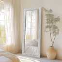 MirrMuse Rustic Floor Full Length Mirror Wood Frame, 56"x21" White Mirror | Free Standing, for Bedroom Living Room Entryway, Hanging or Leaning Wall-Mounted, Tempered Glass