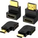 VCELINK 8K HDMI 2.1 Right Angle Adapter, 4 Pack Combo 2 Pcs 90 and 270 Degree & 2 Pcs Vertical Flat Left and Right Male to Female Cable Adapter with 8K@60Hz, HDR, eARC for HDTV Switch Laptop PS5 Xbox