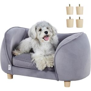 VEVOR Dog Bed, Dog Couch Pet Sofa for Small Dogs and Cats, Soft Velvety Washable Pet Couch and Chair, 60 lbs Load Capacity, Gray (26.7"L x 14.7"W x 14.7"Th)