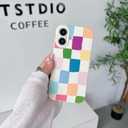 Compatible with iPhone 16 Plus Case Cute Aesthetic Checkerboard Checkered Pattern Design for Girls Women, Soft Silicone Shockproof Protective Designed for iPhone 16 Plus Case-Colorful