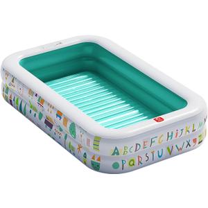 QPAU Kiddie Pool – 65" x 39" Inflatable Pool for Kids & Toddlers, Ball Pit & Baby Pool with Soft Floor, Educational Alphabet & Number, Durable Outdoor Play Toys for Backyard & Indoor Fun (Green)