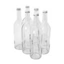 FastRack - 750ml Clear Wine Bordeaux Liquor Bottles includes White METAL Screw caps| Flat Bottomed | W5 750ml Empty Bottles (5 Pack)