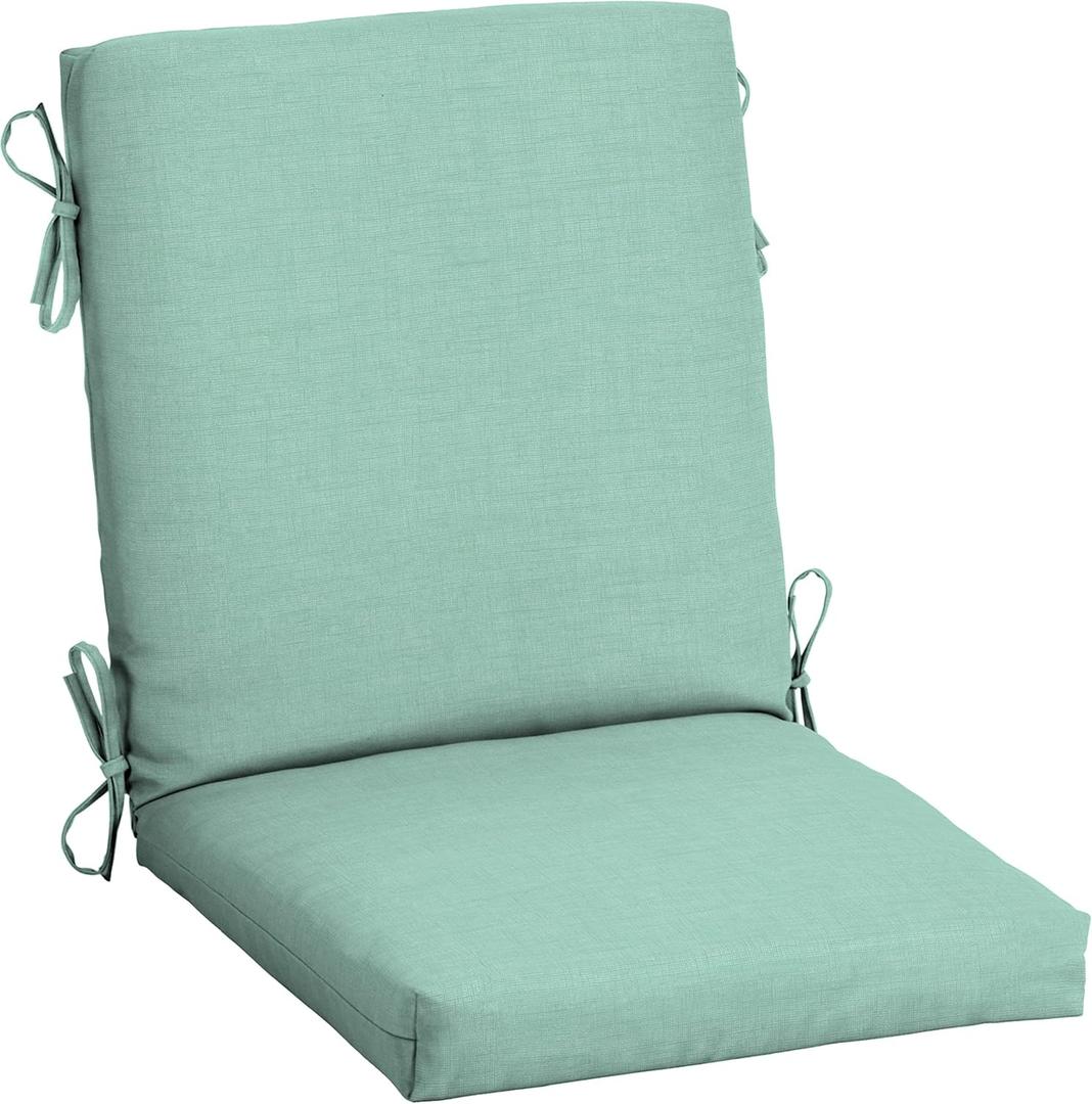 Arden Outdoor Midback Chair Cushion, 18 x 16.5, Rain-Proof, Fade Resistant 16.5 x 18, Aqua Leala