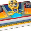 DecoSet Transformers Autobot Battle Cake Topper, 6-Piece Interactive Set of Transformer Decorations and Supplies for Party Cakes