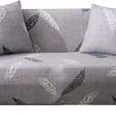 Lamberia Printed Sofa Cover Stretch Couch Cover Sofa Slipcovers for 3 Cushion Couch with Two Free Pillow Case (New Feather, Sofa-4 Seater)