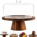 Acacia Wood Cake Stand with Lid - 12 Inch Magnetic Detachable Cake Stand with Dome, Shatterproof Acrylic Cover, Versatile Cake Holder & Charcuterie Board for Parties, Dessert Table Display