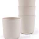 EKOBO Medium Cup Set of 4, 12 oz BPA‑Free Eco‑Composite Cups, Lightweight, Durable, Dishwasher safe Bamboo Drinkware for Juice, Tea, Pool, Beach & Outdoor Use (Stone)