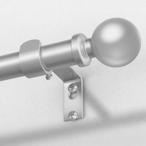 Long Silver Curtain Rod, 1 Inch Adjustable Heavy Duty Curtain Rods for Windows 66 to 120 Inch, Decorative Modern Window Treatment Rods, Splicing Metal Drapery Pole, Easy Installation