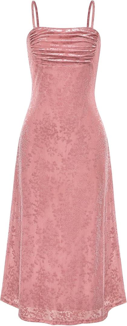 BTFBM Women's Summer Dress Sleeveless Spaghetti Strap Midi Dress Sexy Cowl Neck Floral Cocktail Dress Party Dresses (XXXL)