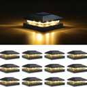 VOLISUN 4x4 Solar Post Cap Light 12pack,Solar Fence - Post Lights Outdoor Waterproof for Wooden/Vinyl Post,Black Deck Post Cap Light Solar Powered with Warm White for Garden/Patio/Porch