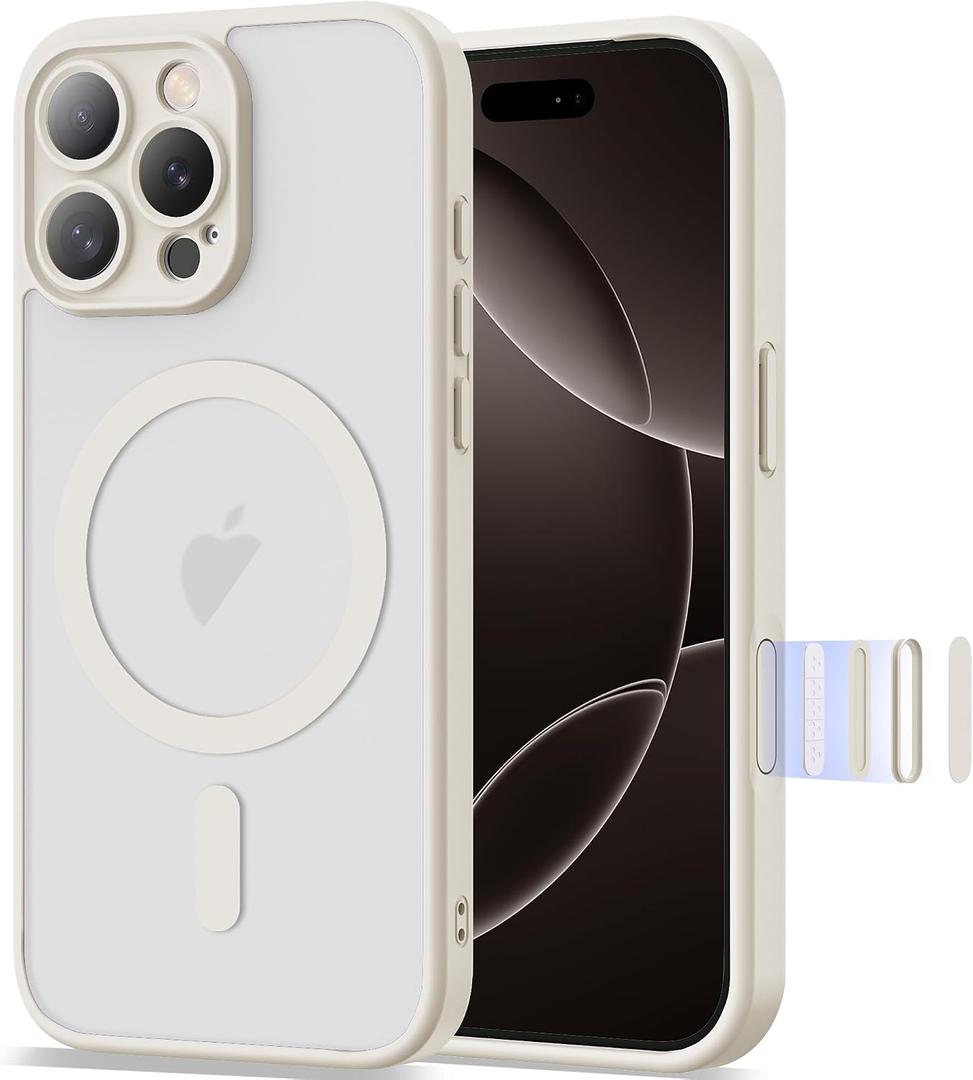 Compatible with iPhone 16 Pro Max Case 6.9" [Compatible with Mag-Safe][Camera Control Button] Magnetic Matte Translucent Phone Case for iPhone 16 Pro Max,White