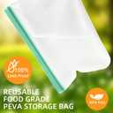 12 Pack Reusable Food Storage Bags with Baggy Rack (4 Gallon Freezer Bags, 4 Reusable Sandwich Bag, 4 Reusable Snack Bags), Food Grade Reusable Freezer Bags BPA Free, PEVA Leakproof | BPA Free, Leakproof, Food Grade, Freezer Safe Bags, Reusable