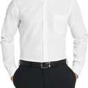 Van Heusen Men's Dress Shirt Fitted Poplin Solid, White, 16.5" Neck 32"-33" Sleeve